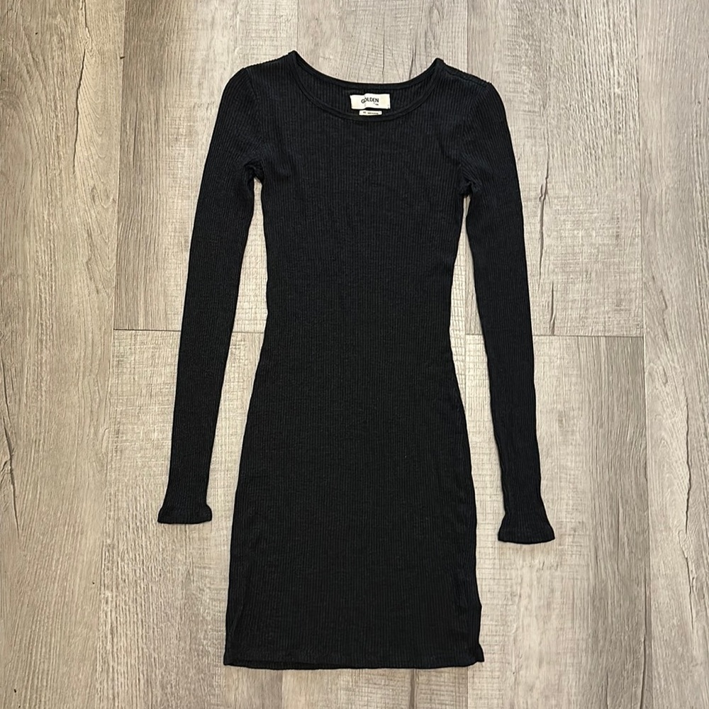 Golden by TNA Ribbed T Shirt Dress Long Sleeve